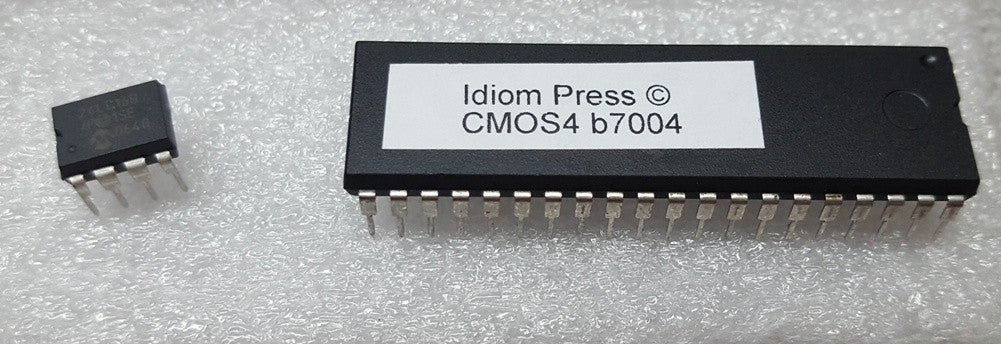 Replacement Idiom Press/Ham Supply preprogrammed processor and EEPROM chips for our CMOS 4 Keyer. Consists of a single preprogrammed processor chip, and also the EEPROM memory chip.