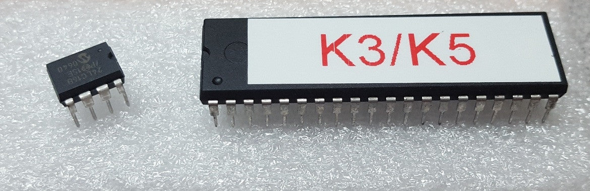 Replacement Idiom Press/Ham Supply preprogrammed processor and EEPROM chips for our K-5, K-3 and CMOS III Keyers. Consists of a single preprogrammed processor chip, and also the EEPROM memory chip.